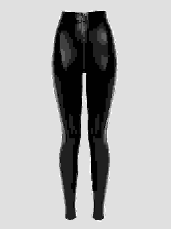 Lovehoney Plus Size Fierce Wet Look Zipper Leggings, Black, hi-res